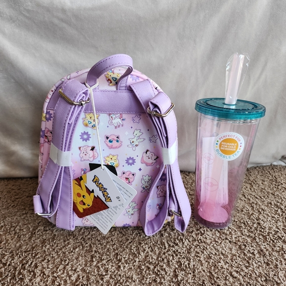 LOUNGEFLY Pokemon Fairy-Type Jigglypuff Travel Cup & Mini Backpack - Picture 5 of 10